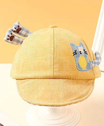 Babyhug Summer Cap Kitty Patch Yellow - Cap Diameter 16 cm