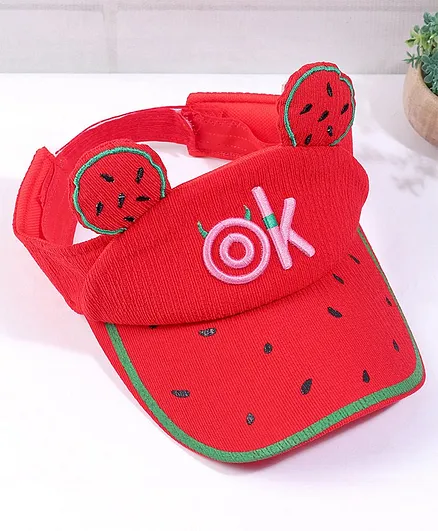 Babyhug Summer Cap 3D Ears Design Red - Diameter 16 cm
