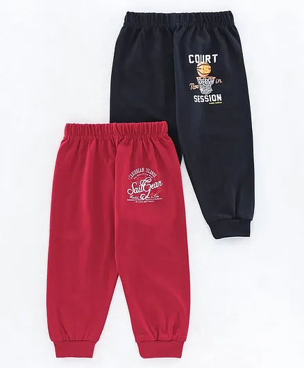Teddy Full Length Lounge Pant Basket Ball Print Pack of 2 - Red