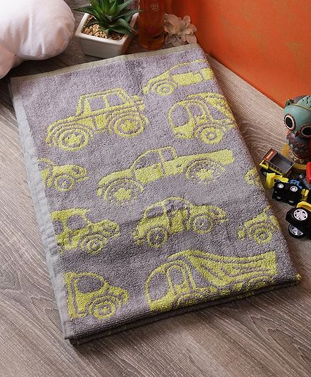 Softweave Bamboo Terry Towel Car Design - Grey Yellow