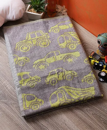 Softweave Bamboo Terry Towel Car Design - Grey Yellow