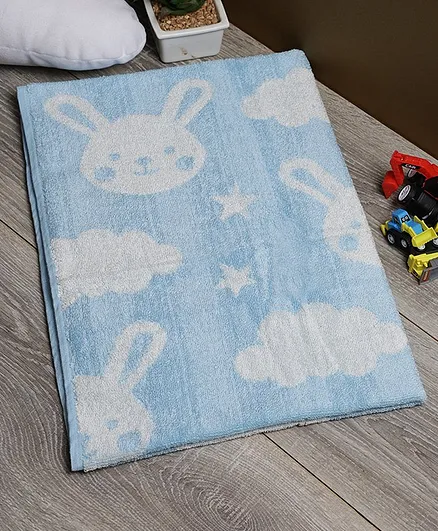 Softweave Bamboo Terry Towel Bunny & Star Embroidered Design - Blue