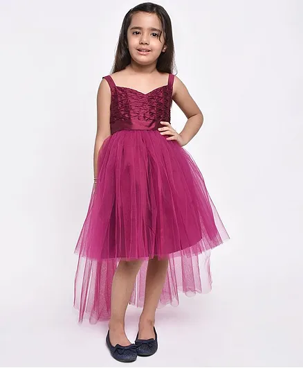 Jelly Jones Solid Colour Sleeveless High Low Dress - Purple