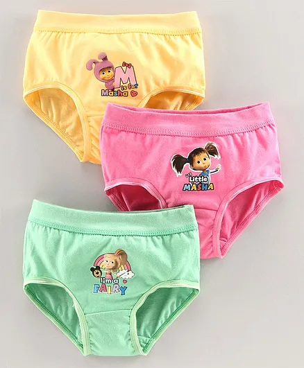 Red Rose Panties Masha & The Bear Print Pack of 3 - Yellow Pink Green