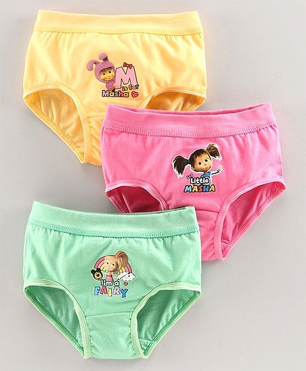 Red Rose Panties Masha & The Bear Print Pack of 3 - Yellow Pink Green