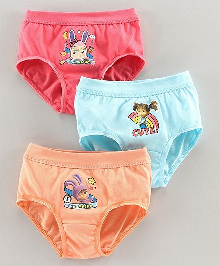 Red Rose Panties Masha & The Bear Print Pack of 3 - Pink Blue Orange