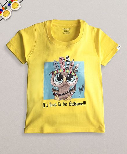 Ardan Lucy Half Sleeves Its Time To Be Owlsome Tee - Yellow