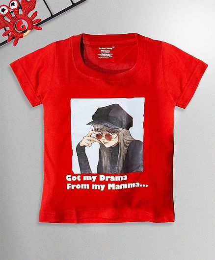 Ardan Lucy Half Sleeves Got My Drama From My Mamma Tshirt - Red
