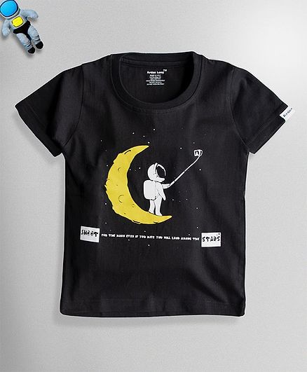 Ardan Lucy Half Sleeves Selfie With Moon Tee - Black