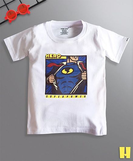 Ardan Lucy Half Sleeves Super Power Of Super Hero Tee - White