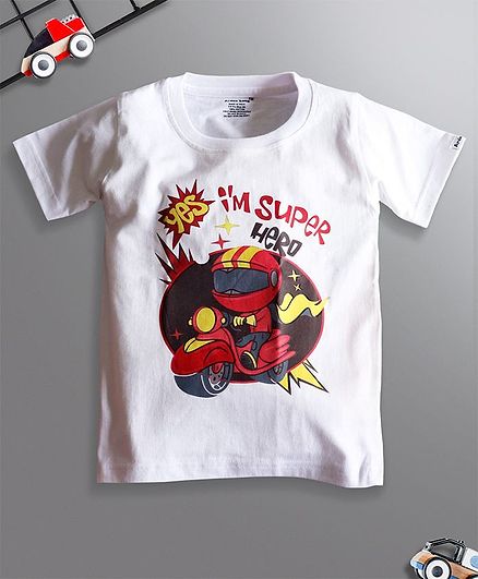 Ardan Lucy Half Sleeves Rider Super Hero Tee - White