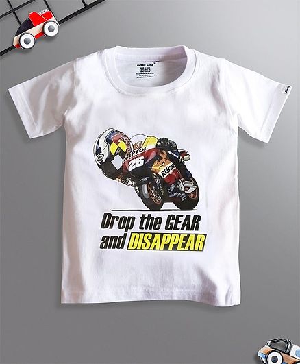 Ardan Lucy Half Sleeves Moto Racing Tee - White