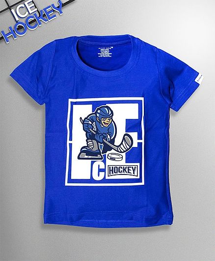 Ardan Lucy Half Sleeves Lets Play Ice Hockey Tee - Royal Blue