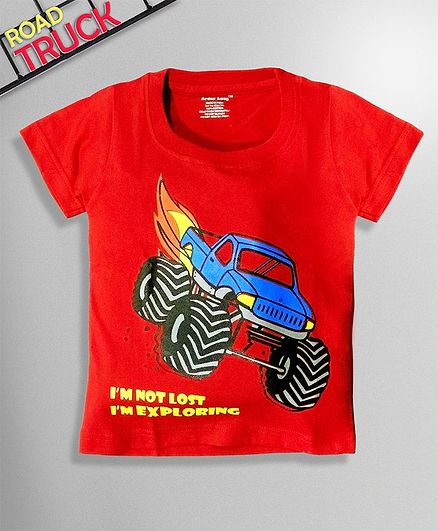 Ardan Lucy Half Sleeves Adventurous Monster Car Tee - Red