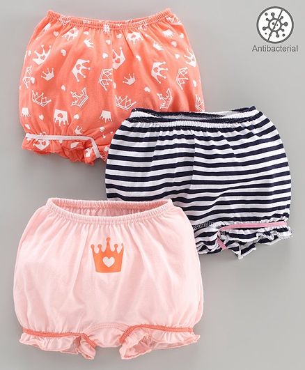Babyoye Cotton Bloomer Pack of 3 - Orange Black Peach