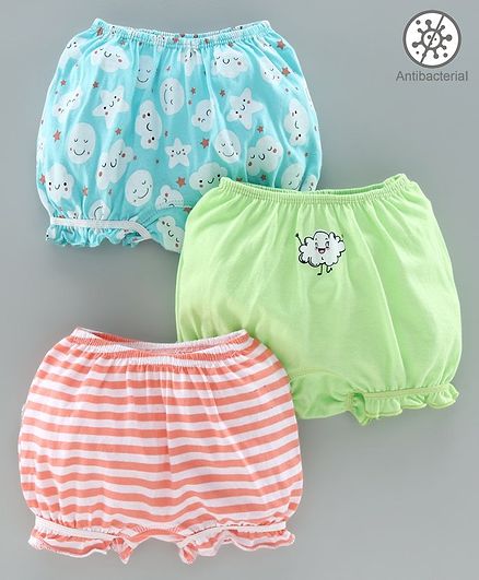 Babyoye Cotton Bloomer Pack of 3 - Blue Green Orange