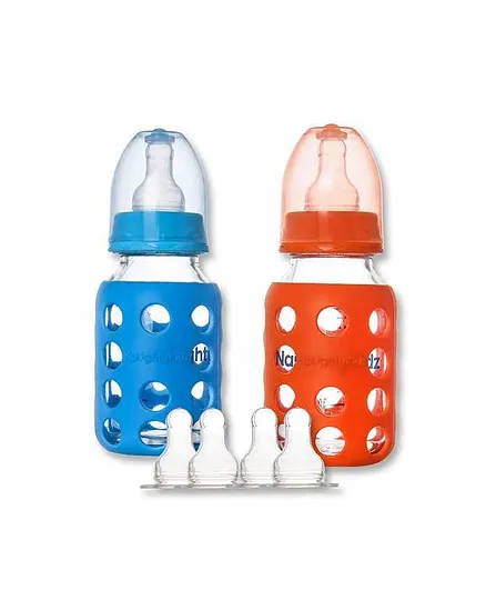 Naughty Kidz Feeding Bottle With Warmer And 4 Soft Teats Pack of 2 - 120 ml Each