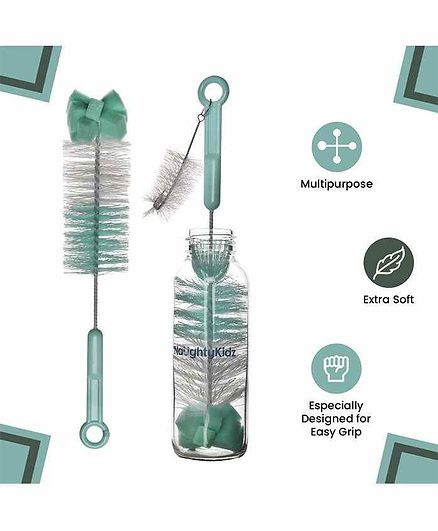 Naughty Kidz Bottle and Nipple Cleaning Sponge Brush Pack of 2 - Green