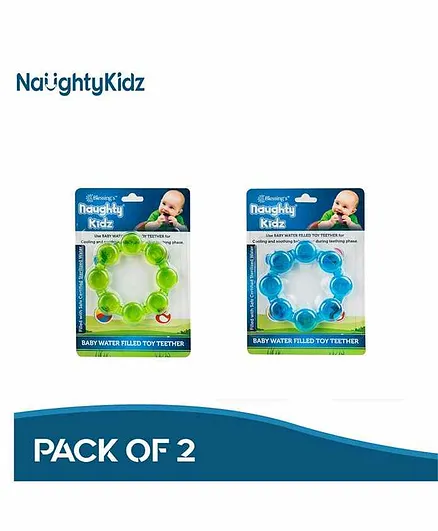 Naughty Kidz Water Filled Silicone Teethers Set of 2 - Green Blue