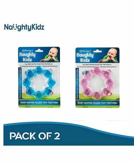Naughty Kidz Water Filled Silicone Teether - Pink Blue