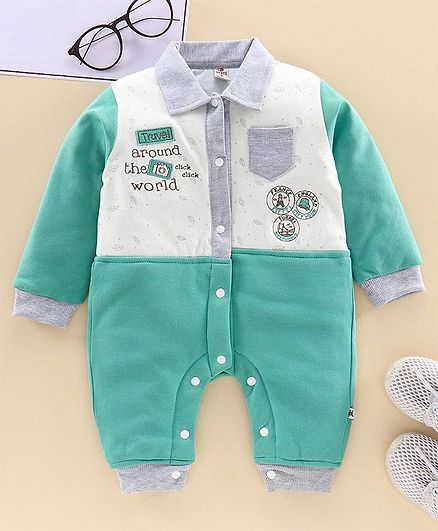Brats And Dolls Full Sleeves Romper - Green