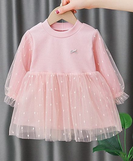 Kookie Kids Full Sleeves Frock - Pink