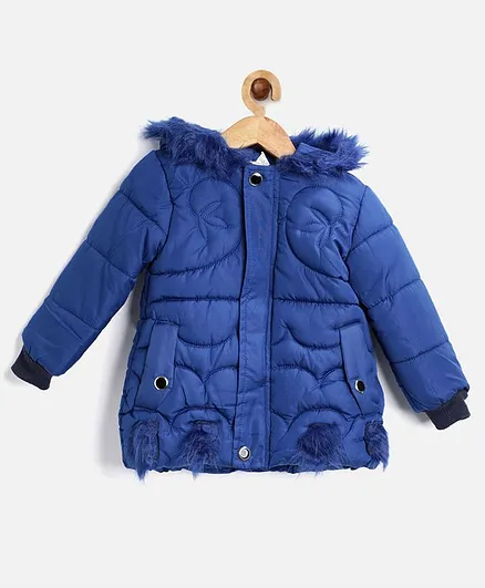 PASSION PETALS Full Sleeves Solid Hooded Jacket - Blue