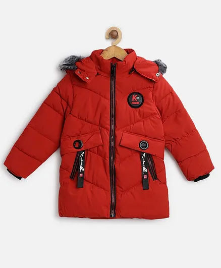 PASSION PETALS Full Sleeves Front Zipped Hooded Jacket - Red