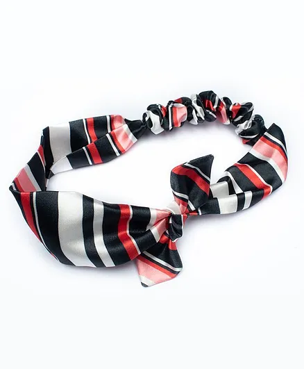 Ribbon candy Satin Striped Headband - Black & Red