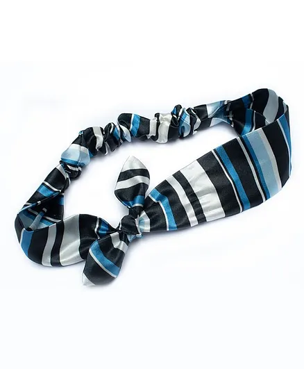 Ribbon candy Satin Striped Headband - Black & Blue
