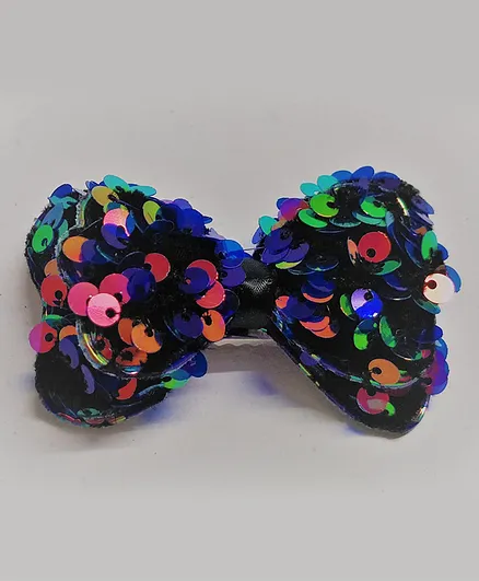 Kid-O-World Double Bow Sequin Two Tone Hair Clip - Green Blue