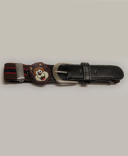 Kid-O-World Animal Patch Detailing Stretchable Belt - Brown & Red