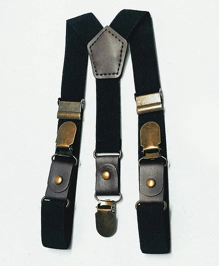 Kid-O-World Metal Clasps Solid Colour Suspender - Black