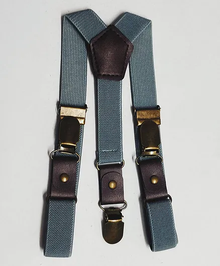 Kid-O-World Metal Clasps Solid Colour Suspender - Grey