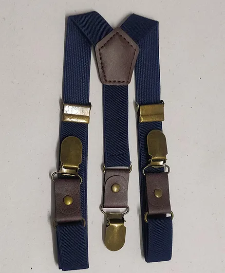 Kid-O-World Metal Clasps Solid Colour Suspender - Dark Blue