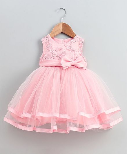 Anna Maria Sleeveless Floral Embroidered Yoke Fit & Flare Dress - Pink