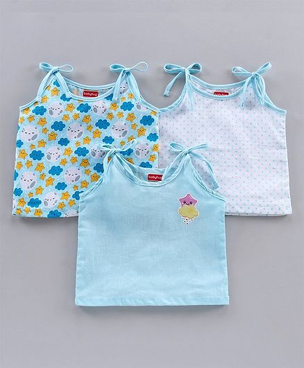 Babyhug 100% Cotton Tie Up Slips Pack Of 3 - Blue