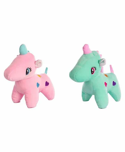 Deals India Unicorn Soft Toys Pink Sea Green Pack of 2 - Length 25 cm