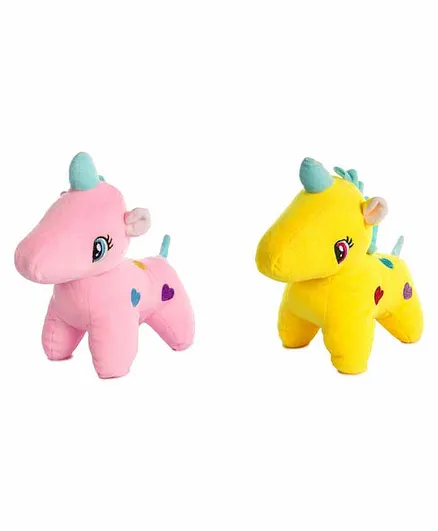 Deals India Unicorn Soft Toys Pink Yellow Pack of 2 - Length 25 cm