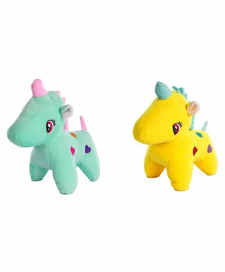 Deals India Unicorn Soft Toys Yellow Sea Green Pack of 2 - Length 25 cm