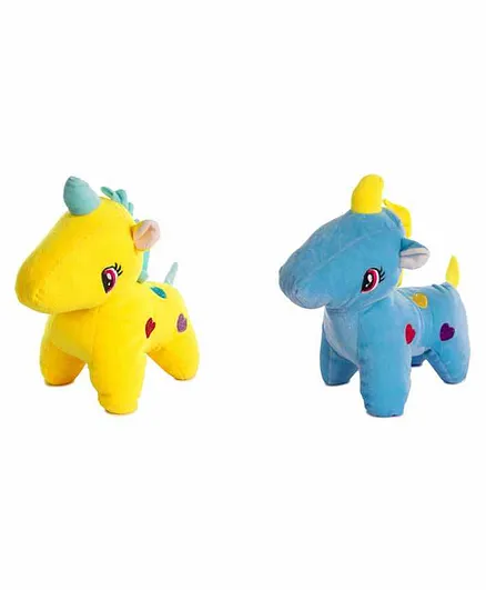 Deals India Unicorn Soft Toys Blue Yellow Pack of 2 - Length 25 cm