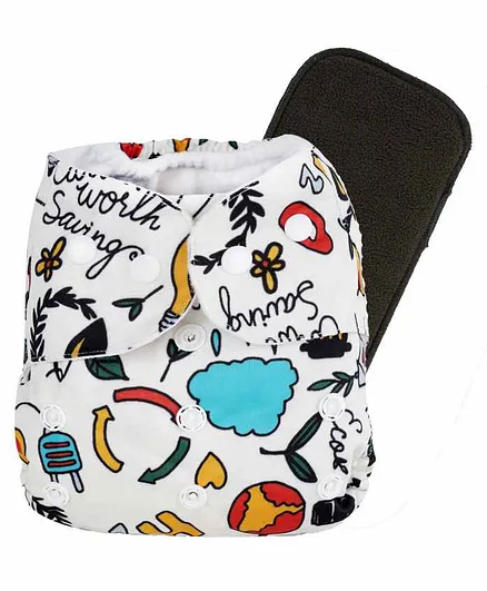 Liltoes Reusable Cloth Diaper with Insert Environment Print - Multicolor