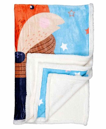 Kidlingss Double Ply Mink Blanket Fox Print - Blue