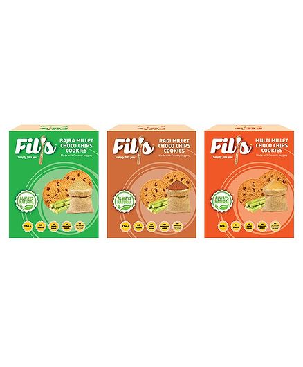 Fil's Bajra Ragi & Multi Millet Choco Chips Cookies Packs - 100 gm Each
