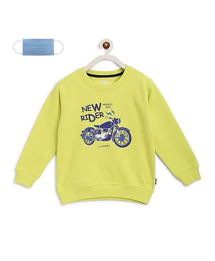 Li'L tomatoes Bike Print Full Sleeves Sweatshirt - Green