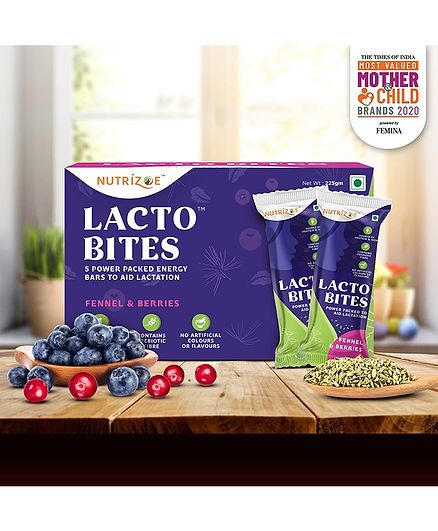 Nutrizoe Lactobites Fennel & Berries Lactation Bar Pack of 5 - 225 g