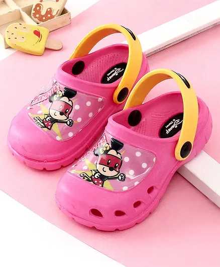 Cute Walk by Babyhug Clogs Minnie Mouse Print - PInk Yellow