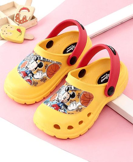 Cute Walk by Babyhug Clogs Mickey Mouse Print - Yellow