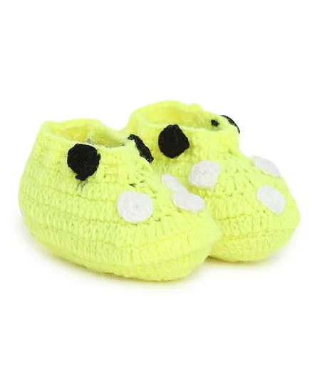 MayRa Knits Hand Knitted Crochet Booties - Yellow