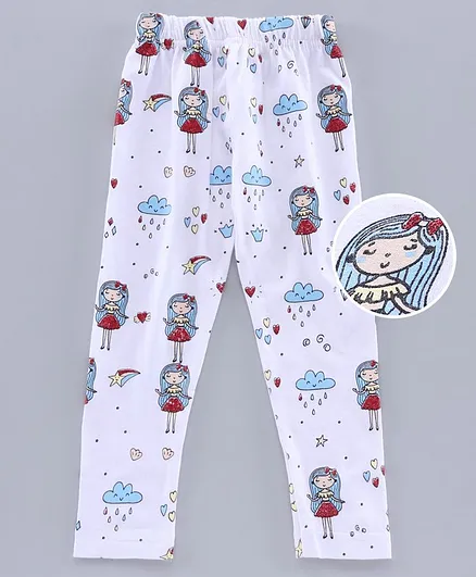 Eteenz Full Length Leggings Rain Print - White